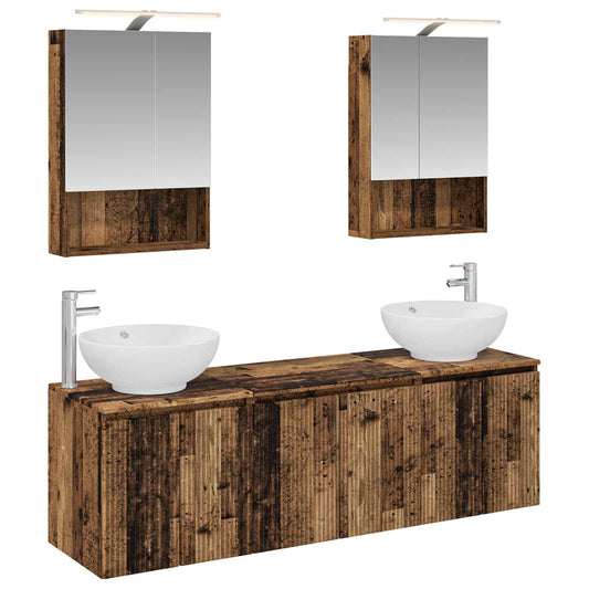 Bathroom Cabinet Set 5 pcs Old Wood Engineered Wood Bathroom Cabinet Set 5 pcs Old Wood Engineered Wood
