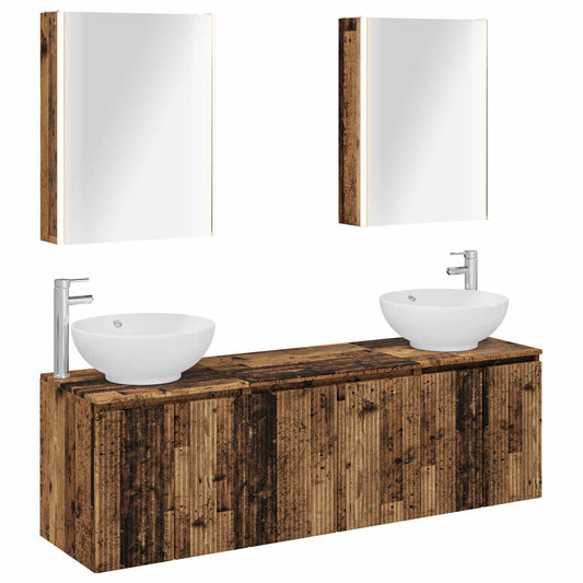 Bathroom Cabinet Set 5 pcs Old Wood Engineered Wood Bathroom Cabinet Set 5 pcs Old Wood Engineered Wood