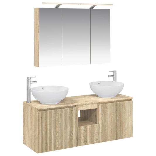 Bathroom Cabinet Set 4 pcs Sonoma Oak Engineered Wood Bathroom Cabinet Set 4 pcs Sonoma Oak Engineered Wood