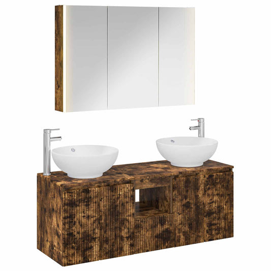 Bathroom Cabinet Set 4 pcs Smoked Oak Engineered Wood Bathroom Cabinet Set 4 pcs Smoked Oak Engineered Wood
