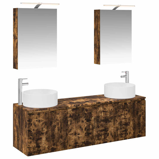 Bathroom Cabinet Set 5 pcs Smoked Oak Engineered Wood Bathroom Cabinet Set 5 pcs Smoked Oak Engineered Wood