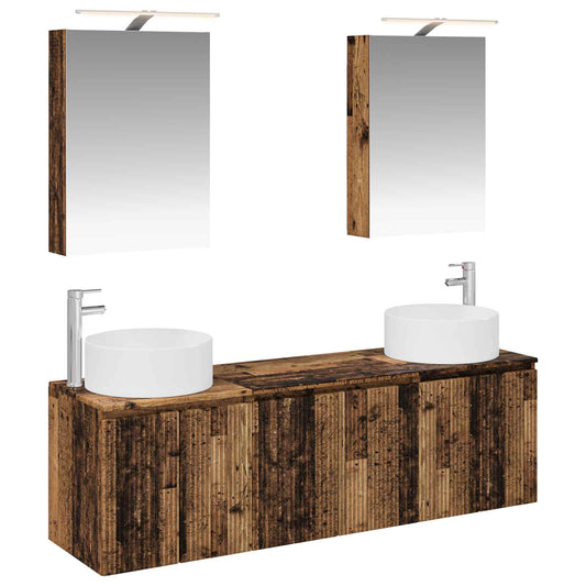 Bathroom Cabinet Set 5 pcs Old Wood Engineered Wood Bathroom Cabinet Set 5 pcs Old Wood Engineered Wood