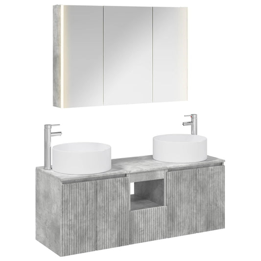 Bathroom Cabinet Set 4 pcs Concrete Grey 103.5 x 15.5 x 70 cm Bathroom Cabinet Set 4 pcs Concrete Grey 103.5 x 15.5 x 70 cm