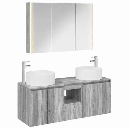 Bathroom Cabinet Set 4 pcs Grey Sonoma 103.5 x 15.5 x 70 cm Bathroom Cabinet Set 4 pcs Grey Sonoma 103.5 x 15.5 x 70 cm