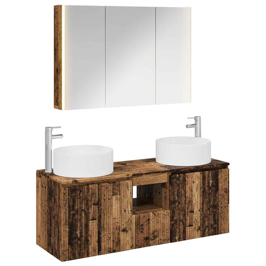 Bathroom Cabinet Set 4 pcs Old Wood 103.5 x 15.5 x 70 cm Bathroom Cabinet Set 4 pcs Old Wood 103.5 x 15.5 x 70 cm