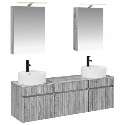 Bathroom Cabinet Set 5 pcs Grey Sonoma 50 x 14.5 x 70 cm Bathroom Cabinet Set 5 pcs Grey Sonoma 50 x 14.5 x 70 cm