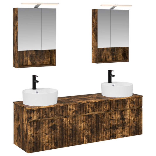Bathroom Cabinet Set 5 pcs Smoked Oak 50 x 14.5 x 70 cm Bathroom Cabinet Set 5 pcs Smoked Oak 50 x 14.5 x 70 cm