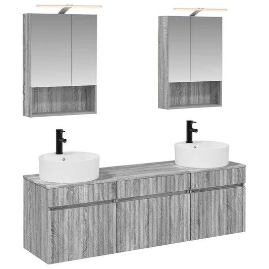 Bathroom Cabinet Set 5 pcs Grey Sonoma 50 x 14.5 x 70 cm Bathroom Cabinet Set 5 pcs Grey Sonoma 50 x 14.5 x 70 cm