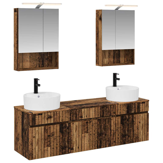 Bathroom Cabinet Set 5 pcs Old Wood Engineered Wood Bathroom Cabinet Set 5 pcs Old Wood Engineered Wood
