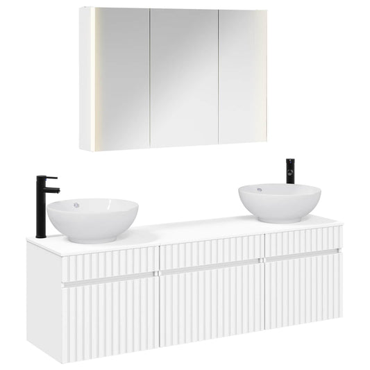 Bathroom Cabinet Set 4 pcs White 103.5 x 15.5 x 70 cm Bathroom Cabinet Set 4 pcs White 103.5 x 15.5 x 70 cm