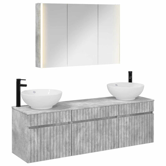 Bathroom Cabinet Set 4 pcs Concrete Grey 103.5 x 15.5 x 70 cm Bathroom Cabinet Set 4 pcs Concrete Grey 103.5 x 15.5 x 70 cm