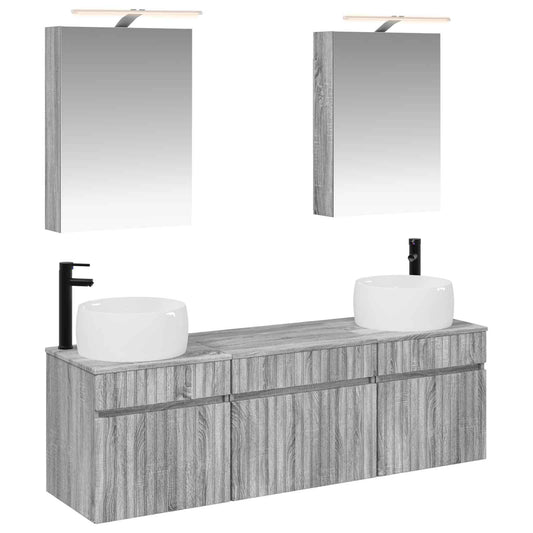 Bathroom Cabinet Set 5 pcs Grey Sonoma 50 x 14.5 x 70 cm Bathroom Cabinet Set 5 pcs Grey Sonoma 50 x 14.5 x 70 cm