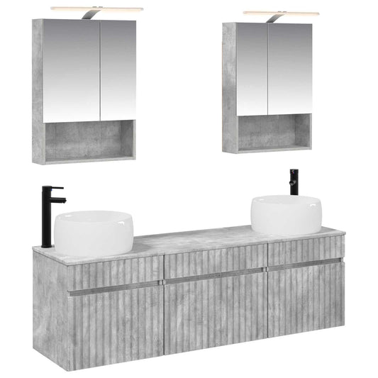 Bathroom Cabinet Set 5 pcs Concrete Grey 50 x 14.5 x 70 cm Bathroom Cabinet Set 5 pcs Concrete Grey 50 x 14.5 x 70 cm