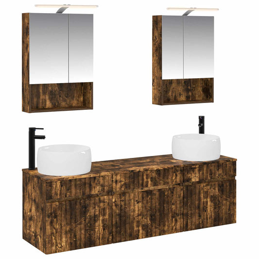 Bathroom Cabinet Set 5 pcs Smoked Oak 50 x 14.5 x 70 cm Bathroom Cabinet Set 5 pcs Smoked Oak 50 x 14.5 x 70 cm