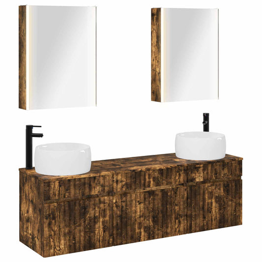 Bathroom Cabinet Set 5 pcs Smoked Oak 53 x 15.5 x 70 cm Bathroom Cabinet Set 5 pcs Smoked Oak 53 x 15.5 x 70 cm