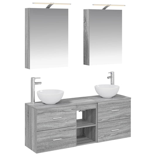 Bathroom Cabinet Set 5 pcs Grey Sonoma 50 x 14.5 x 70 cm Bathroom Cabinet Set 5 pcs Grey Sonoma 50 x 14.5 x 70 cm
