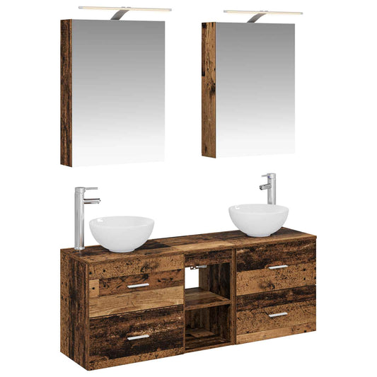 Bathroom Cabinet Set 5 pcs Old Wood 50 x 14.5 x 70 cm Bathroom Cabinet Set 5 pcs Old Wood 50 x 14.5 x 70 cm