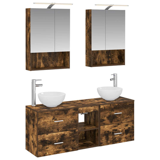 Bathroom Cabinet Set 5 pcs Smoked Oak 50 x 14.5 x 70 cm Bathroom Cabinet Set 5 pcs Smoked Oak 50 x 14.5 x 70 cm
