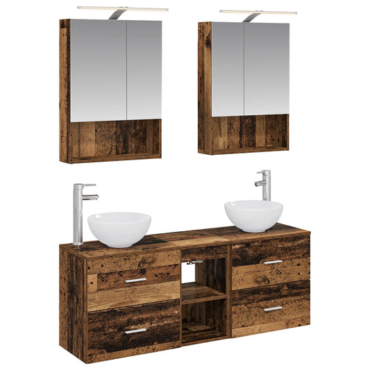 Bathroom Cabinet Set 5 pcs Old Wood 50 x 14.5 x 70 cm Bathroom Cabinet Set 5 pcs Old Wood 50 x 14.5 x 70 cm