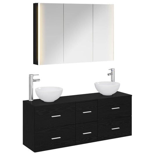 Bathroom Furniture Set 4 pcs Black Oak Bathroom Furniture Set 4 pcs Black Oak