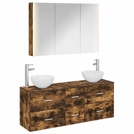 Bathroom Furniture Set 4 pcs Smoked Oak Bathroom Furniture Set 4 pcs Smoked Oak
