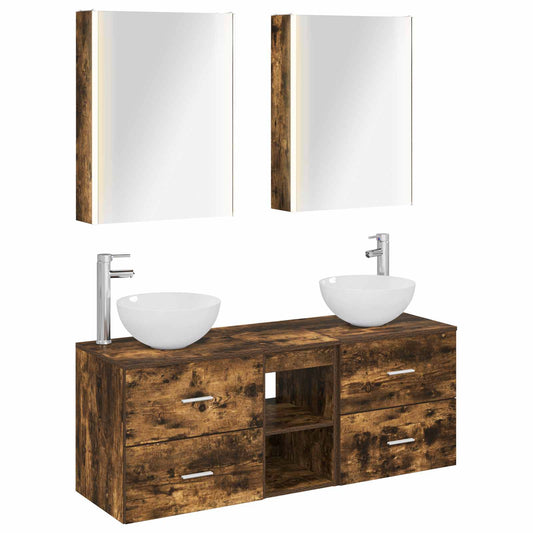 Bathroom Furniture Set 5 pcs Smoked Oak Bathroom Furniture Set 5 pcs Smoked Oak