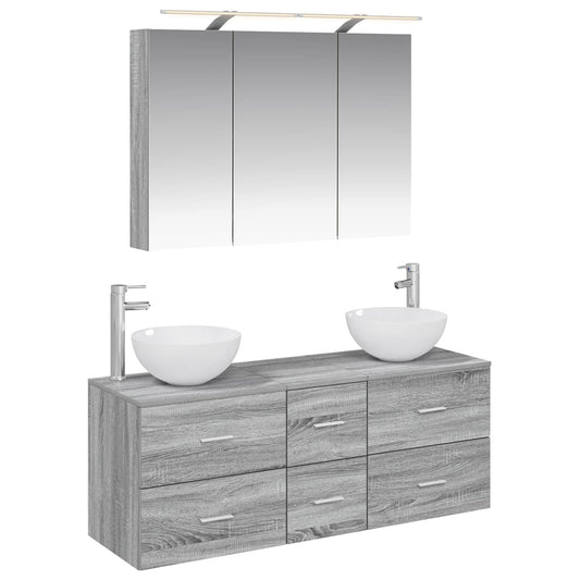 Bathroom Furniture Set 4 pcs Grey Sonoma Bathroom Furniture Set 4 pcs Grey Sonoma