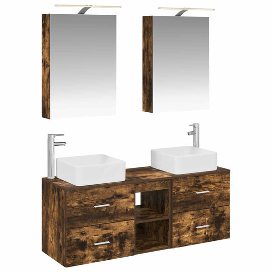 Bathroom Furniture Set 5 pcs Smoked Oak Bathroom Furniture Set 5 pcs Smoked Oak
