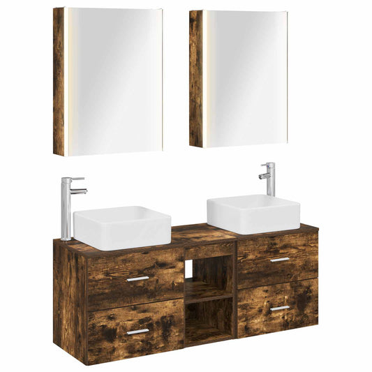 Bathroom Furniture Set 5 pcs Smoked Oak Bathroom Furniture Set 5 pcs Smoked Oak