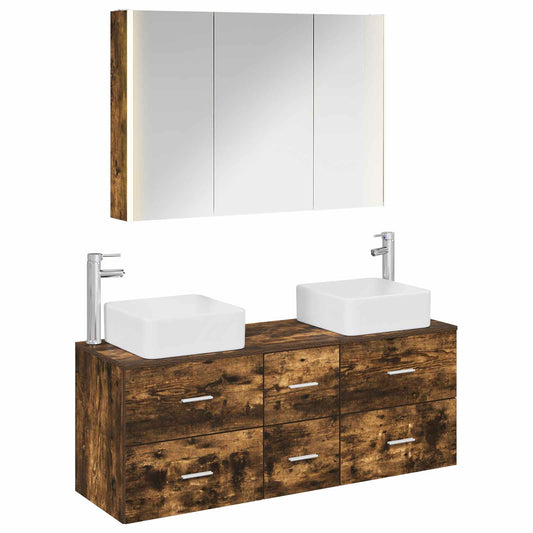 Bathroom Furniture Set 4 pcs Smoked Oak Bathroom Furniture Set 4 pcs Smoked Oak