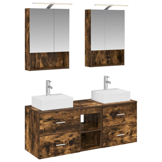 Bathroom Furniture Set 5 pcs Smoked Oak Bathroom Furniture Set 5 pcs Smoked Oak