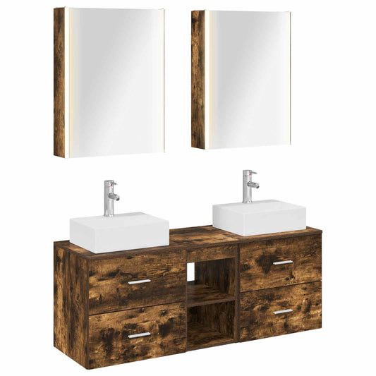 Bathroom Furniture Set 5 pcs Smoked Oak Bathroom Furniture Set 5 pcs Smoked Oak