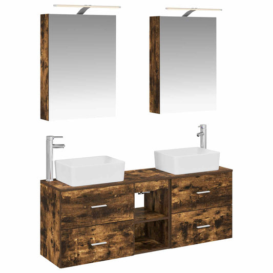Bathroom Furniture Set 5 pcs Smoked Oak Bathroom Furniture Set 5 pcs Smoked Oak