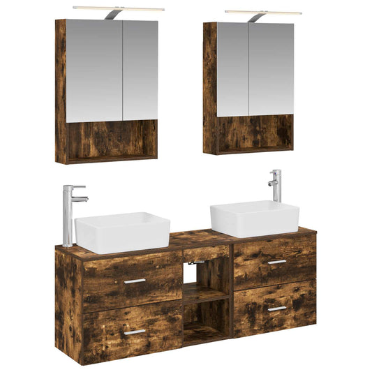 Bathroom Furniture Set 5 pcs Smoked Oak Bathroom Furniture Set 5 pcs Smoked Oak