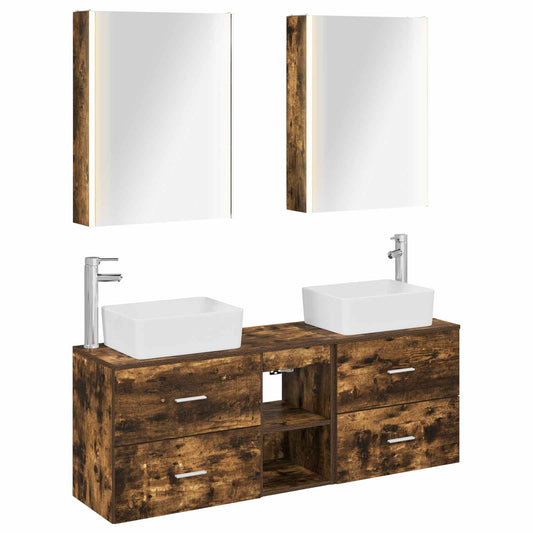 Bathroom Furniture Set 5 pcs Smoked Oak Bathroom Furniture Set 5 pcs Smoked Oak