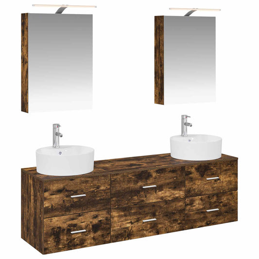 Bathroom Furniture Set 5 pcs Smoked Oak Bathroom Furniture Set 5 pcs Smoked Oak