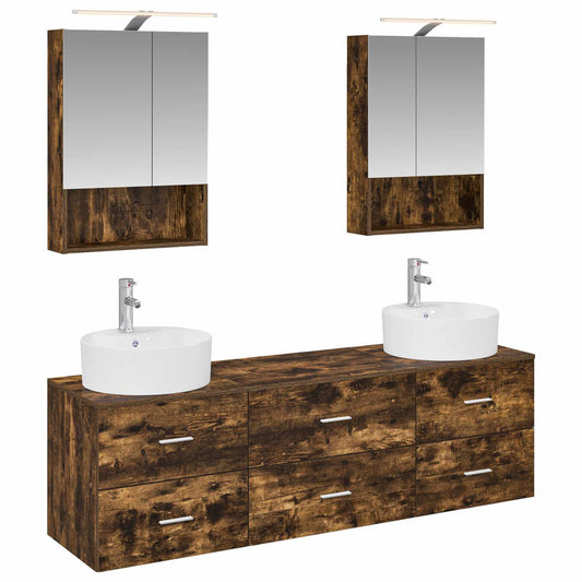 Bathroom Furniture Set 5 pcs Smoked Oak Bathroom Furniture Set 5 pcs Smoked Oak