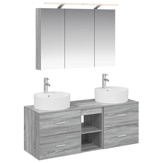 Bathroom Furniture Set 4 pcs Grey Sonoma Bathroom Furniture Set 4 pcs Grey Sonoma