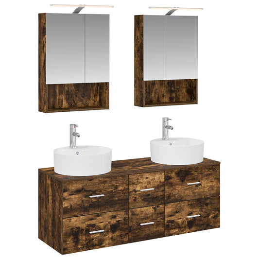 Bathroom Furniture Set 5 pcs Smoked Oak Bathroom Furniture Set 5 pcs Smoked Oak