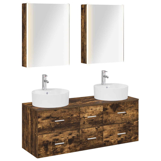 Bathroom Furniture Set 5 pcs Smoked Oak Bathroom Furniture Set 5 pcs Smoked Oak