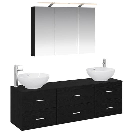 Bathroom Furniture Set 4 pcs Black Oak Bathroom Furniture Set 4 pcs Black Oak