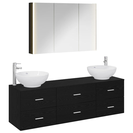 Bathroom Furniture Set 4 pcs Black Oak Bathroom Furniture Set 4 pcs Black Oak