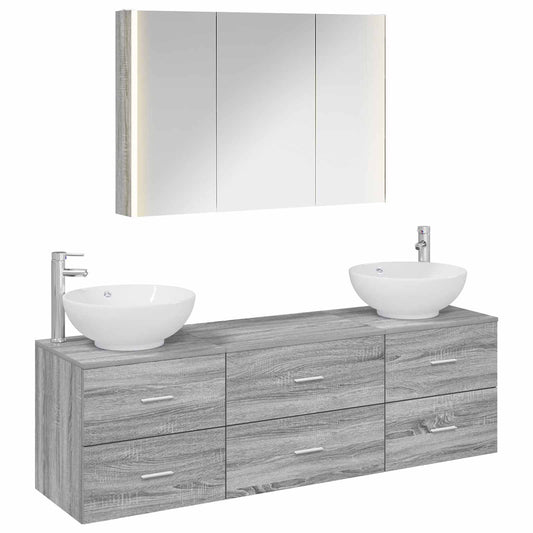 Bathroom Furniture Set 4 pcs Grey Sonoma Bathroom Furniture Set 4 pcs Grey Sonoma