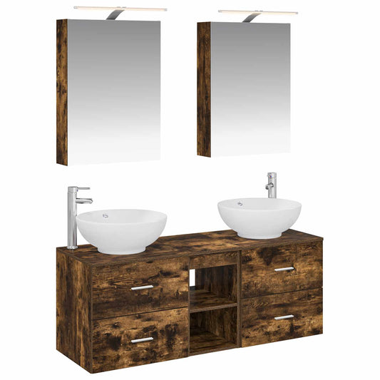 Bathroom Furniture Set 5 pcs Smoked Oak Bathroom Furniture Set 5 pcs Smoked Oak