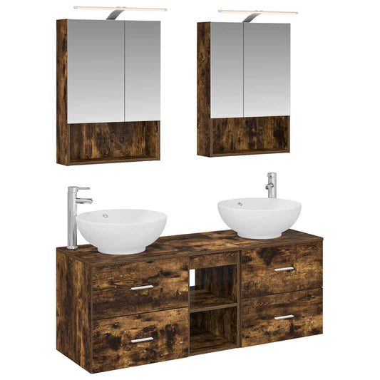 Bathroom Furniture Set 5 pcs Smoked Oak Bathroom Furniture Set 5 pcs Smoked Oak