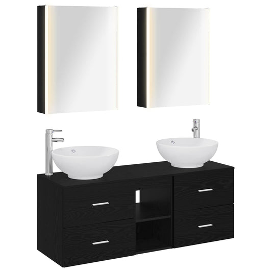Bathroom Furniture Set 5 pcs Black Oak Bathroom Furniture Set 5 pcs Black Oak