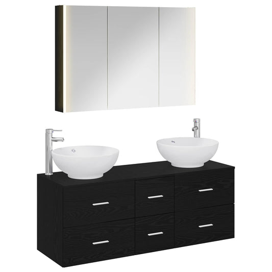 Bathroom Furniture Set 4 pcs Black Oak Bathroom Furniture Set 4 pcs Black Oak