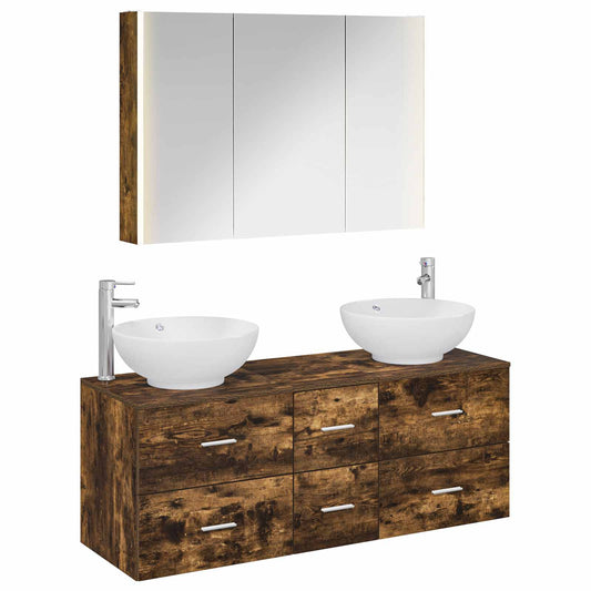Bathroom Furniture Set 4 pcs Smoked Oak Bathroom Furniture Set 4 pcs Smoked Oak