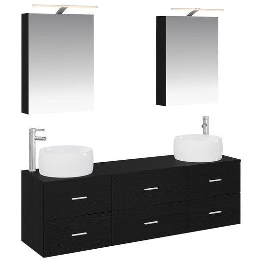 Bathroom Furniture Set 5 pcs Black Oak Bathroom Furniture Set 5 pcs Black Oak