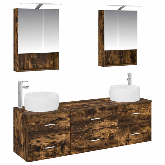 Bathroom Furniture Set 5 pcs Smoked Oak Bathroom Furniture Set 5 pcs Smoked Oak